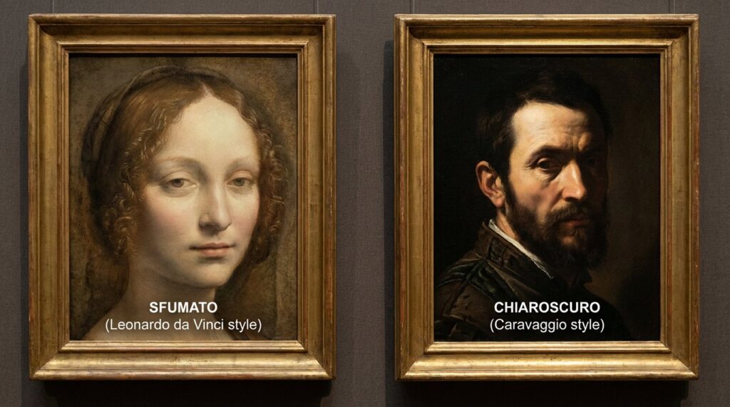 Chiaroscuro și sfumato: două abordări ale luminii